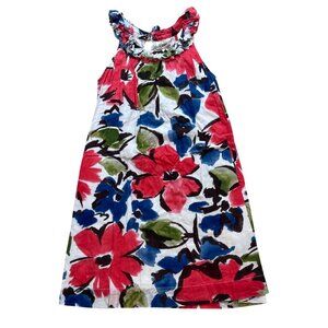 Mini Boden Floral Dress Girls Size 7-8Y Red, Blue, Green 100% Cotton Sleeveless